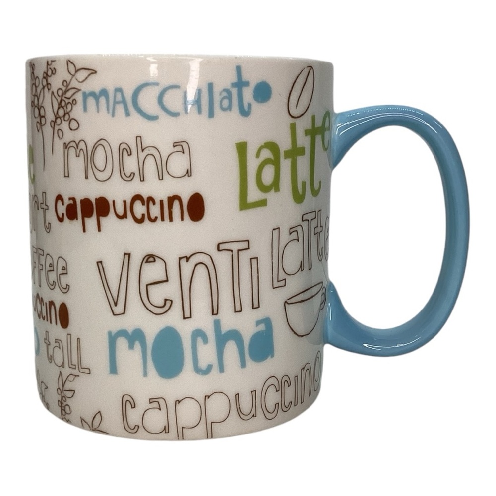 Starbucks 2007 - 16 oz Blue & White Large Graphic Coffee Mug Tea‎ Cup